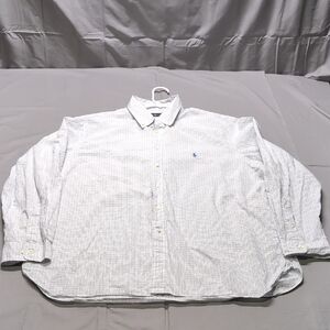 Ralph‎ Lauren Mens White Blue Check Casual Button Down Shirt Size 18